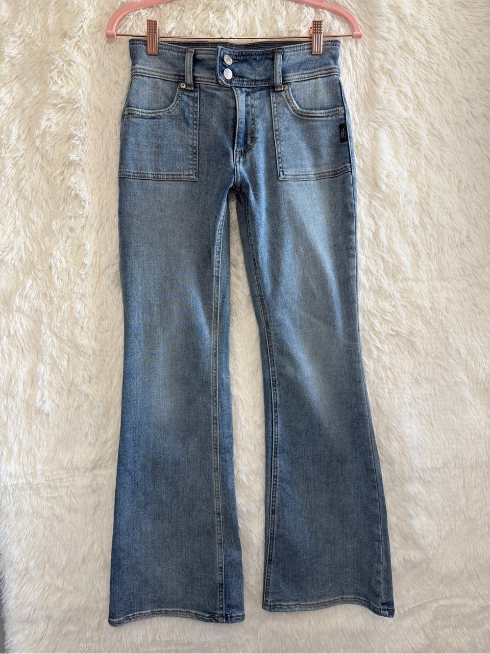 Silver Jeans Womens Boho Be Low Flare Jeans 24 Light Wash Retro Y2K 70s Western